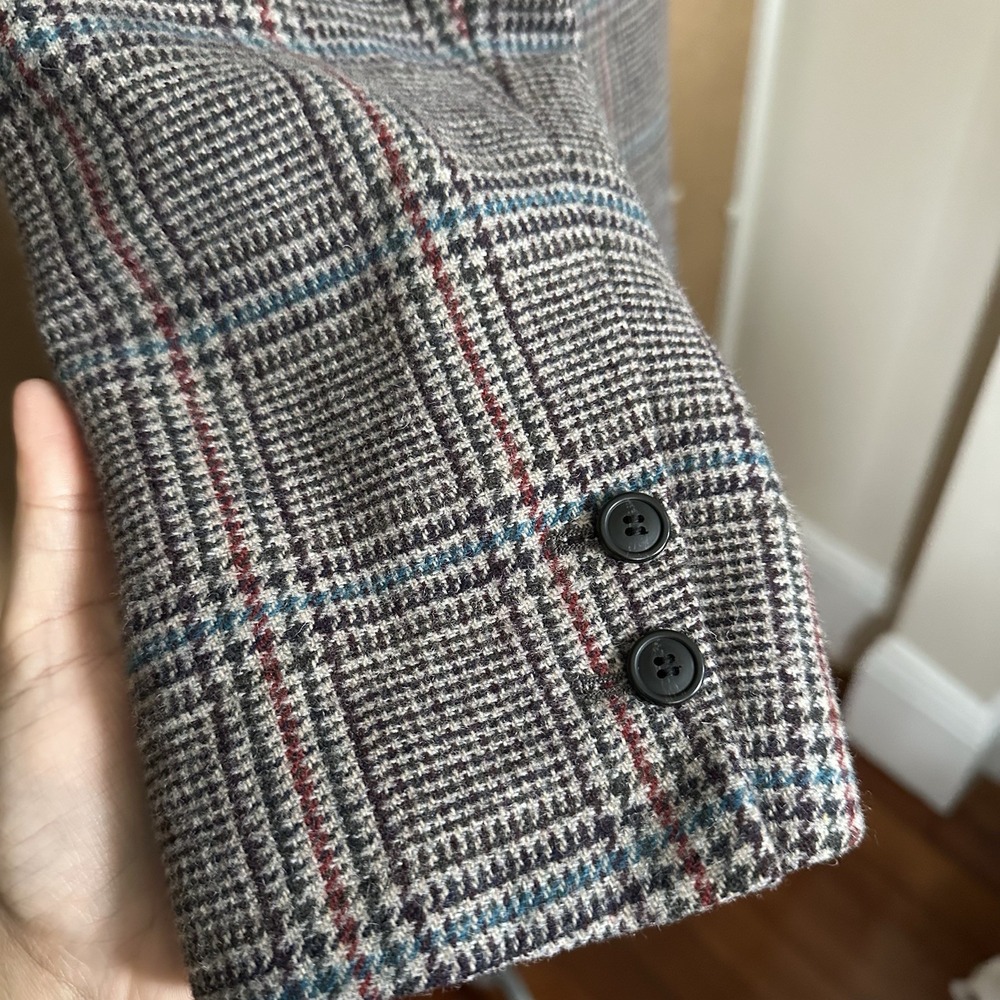UNIQLO Ines de la Fressange IDLF Double Breasted Plaid Tweed Coat M Wool New - Picture 8 of 14